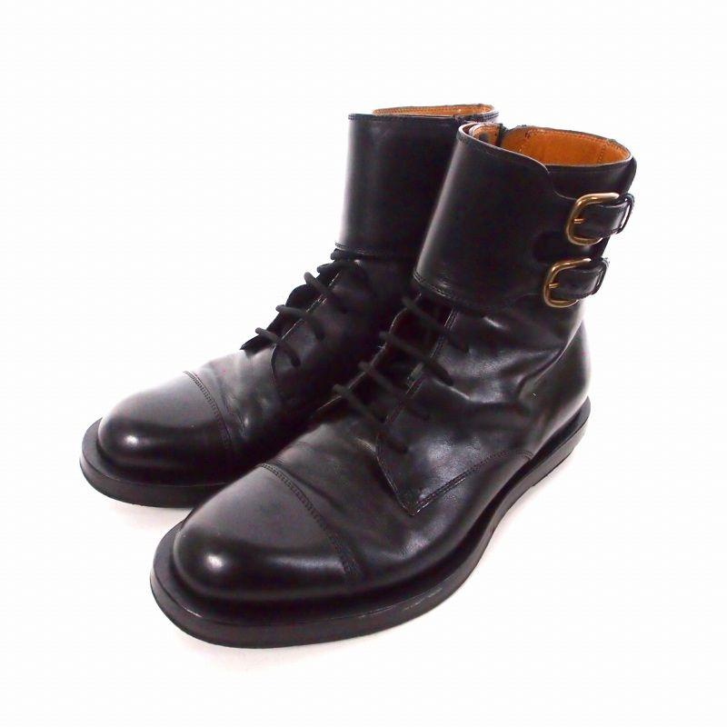 Gucci Double Buckle Military Boots Double Buckle Leather Military Boots Shoes 7