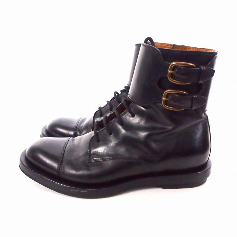Gucci Double Buckle Military Boots Double Buckle Leather Military Boots Shoes 7