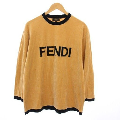 Fendi Vintage Velour T-shirt Cut And Sewn Long Sleeves Logo 46 Beige KH