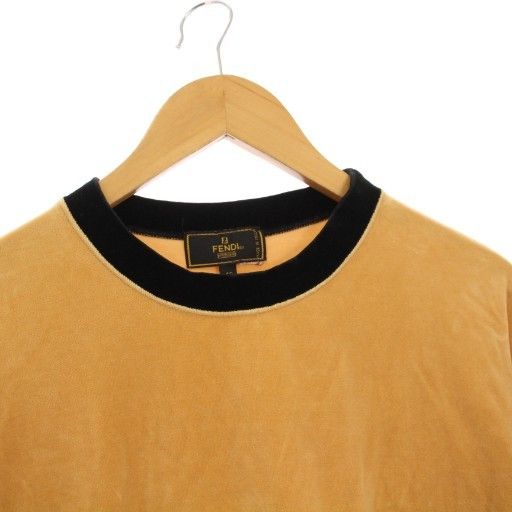 Fendi Vintage Velour T-shirt Cut And Sewn Long Sleeves Logo 46 Beige KH