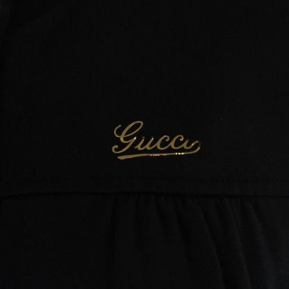 Gucci Jersey Zip Up Long Sleeve Logo Gathered Lined XS Black 226422 X9823 Women
