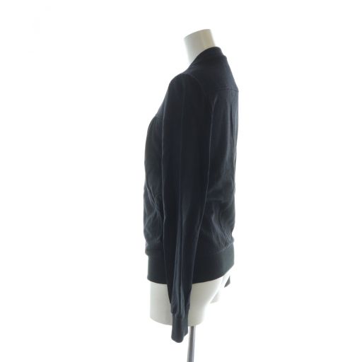 Gucci Jersey Zip Up Long Sleeve Logo Gathered Lined XS Black 226422 X9823 Women