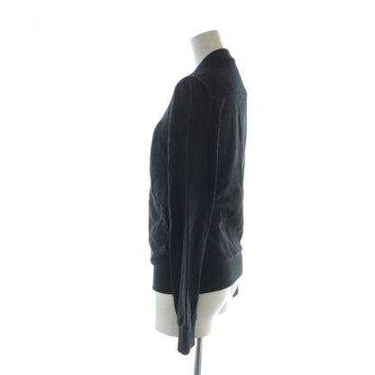 Gucci Jersey Zip Up Long Sleeve Logo Gathered Lined XS Black 226422 X9823 Women