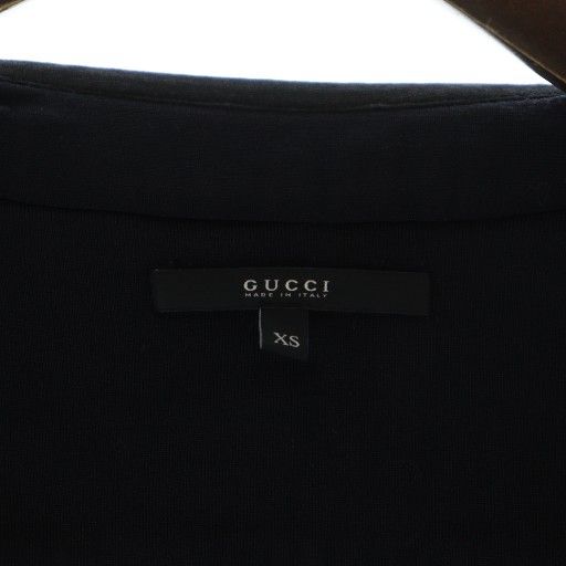 Gucci Jersey Zip Up Long Sleeve Logo Gathered Lined XS Black 226422 X9823 Women