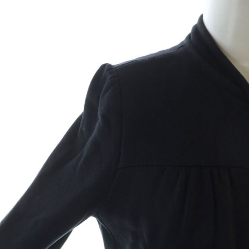 Gucci Jersey Zip Up Long Sleeve Logo Gathered Lined XS Black 226422 X9823 Women