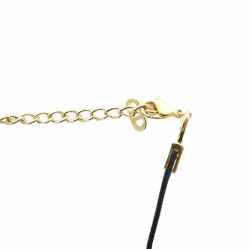 Christian DIOR Bracelet Accessories Bangle Leather Logo Engraved Gold Color