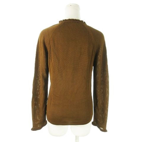 Bottega Veneta Vintage Knit Sweater Ruffled Neck Long Sleeves Transparent S