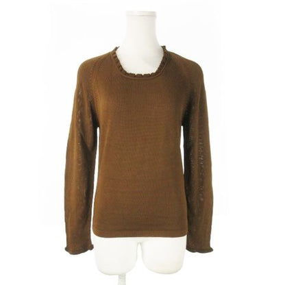 Bottega Veneta Vintage Knit Sweater Ruffled Neck Long Sleeves Transparent S