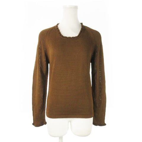 Bottega Veneta Vintage Knit Sweater Ruffled Neck Long Sleeves Transparent S