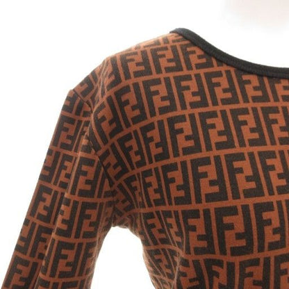 Fendi Vintage Zucca T-shirt Cut And Sewn Long Sleeves FF Total Pattern Brown