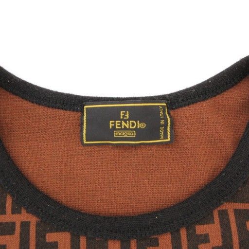 Fendi Vintage Zucca T-shirt Cut And Sewn Long Sleeves FF Total Pattern Brown