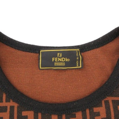 Fendi Vintage Zucca T-shirt Cut And Sewn Long Sleeves FF Total Pattern Brown