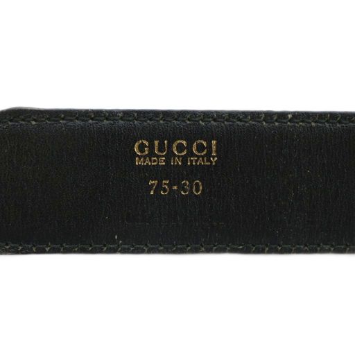 Gucci Old Gucci Vintage Belt Leather Interlocking G GG Logo Buckle 75-30 Black