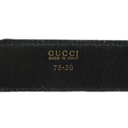 Gucci Old Gucci Vintage Belt Leather Interlocking G GG Logo Buckle 75-30 Black