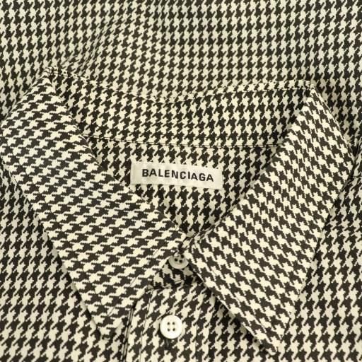 Balenciaga 583895 Logo Embroidery Staggered Shirt Long Sleeve 34 Black White ES