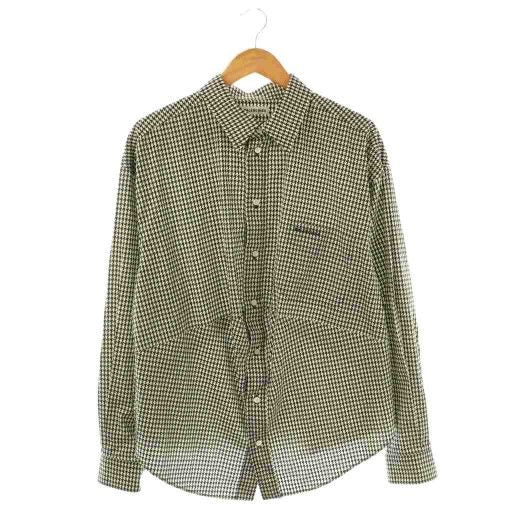 Balenciaga 583895 Logo Embroidery Staggered Shirt Long Sleeve 34 Black White ES