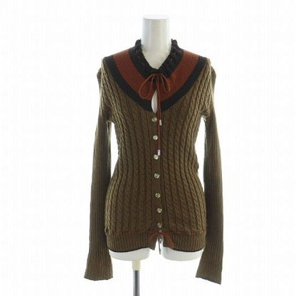 Gucci Knit Cardigan Long Sleeves Ribbon Logo Button Cable-knit Sherry Line