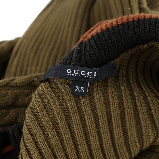 Gucci Knit Cardigan Long Sleeves Ribbon Logo Button Cable-knit Sherry Line