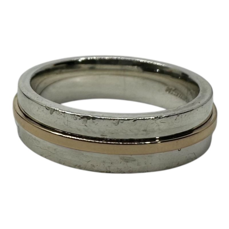 Tiffany & Co Au750 Ag925 T Wide Ring T Wide Ring #18.5 Silver and Gold Combinati