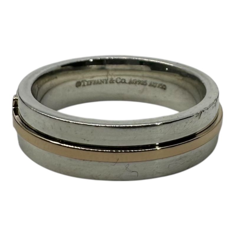 Tiffany & Co Au750 Ag925 T Wide Ring T Wide Ring #18.5 Silver and Gold Combinati