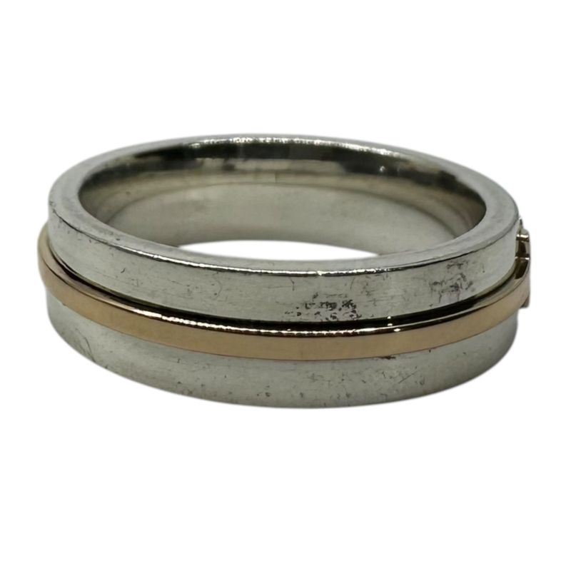 Tiffany & Co Au750 Ag925 T Wide Ring T Wide Ring #18.5 Silver and Gold Combinati
