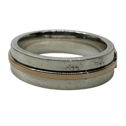 Tiffany & Co Au750 Ag925 T Wide Ring T Wide Ring #18.5 Silver and Gold Combinati
