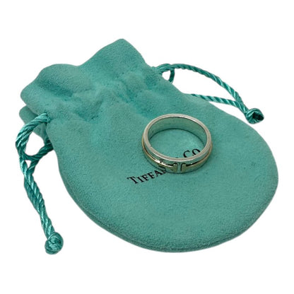 Tiffany & Co Au750 Ag925 T Wide Ring T Wide Ring #18.5 Silver and Gold Combinati