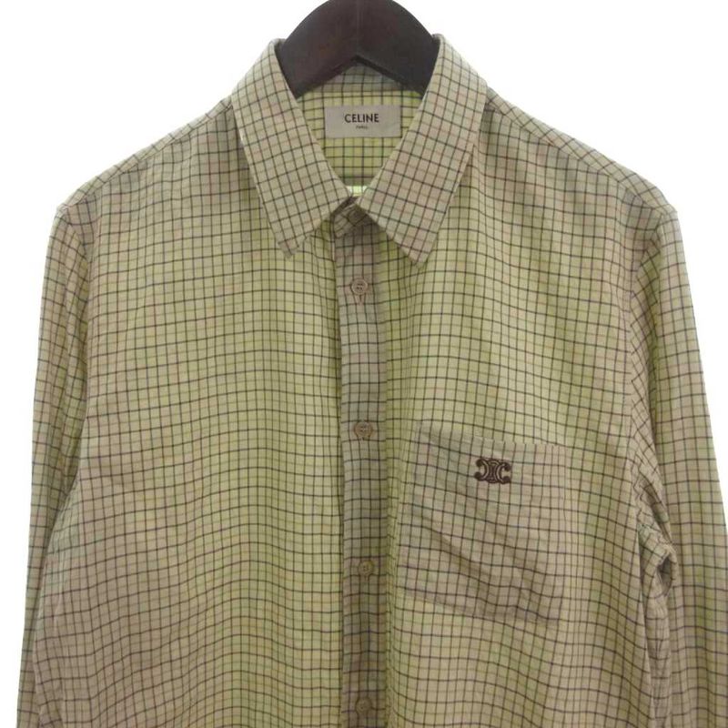 Celine Paris Check Loose Shirt Long Sleeves 2c982113q.02mx Triomphe Embroidery