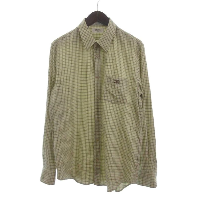 Celine Paris Check Loose Shirt Long Sleeves 2c982113q.02mx Triomphe Embroidery