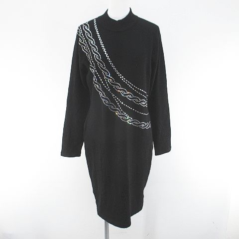 Christian DIOR Pret-a-porter Long Sleeve Knee Length Knit Dress Crewneck L
