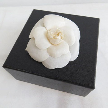 Chanel Camellia Flower Corsage Brooch Ivory Tone None Fabric Accessories