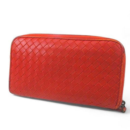 Bottega Veneta Long Wallet Intrecciato Orange Leather Made In Italy