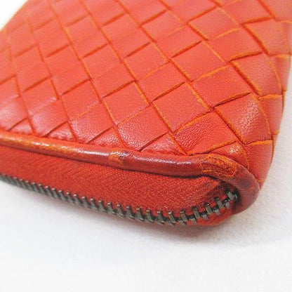 Bottega Veneta Long Wallet Intrecciato Orange Leather Made In Italy