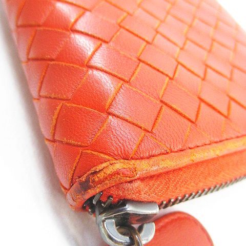 Bottega Veneta Long Wallet Intrecciato Orange Leather Made In Italy