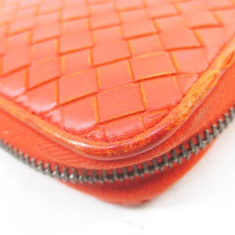 Bottega Veneta Long Wallet Intrecciato Orange Leather Made In Italy