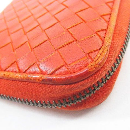 Bottega Veneta Long Wallet Intrecciato Orange Leather Made In Italy