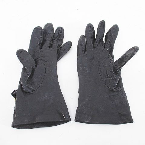Gucci Gloves 5 Finger Gloves Horsebit Leather Blackish Black Made In Italy