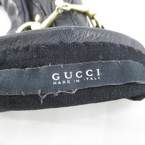 Gucci Gloves 5 Finger Gloves Horsebit Leather Blackish Black Made In Italy