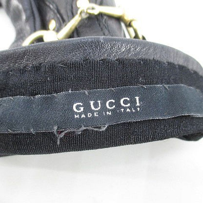 Gucci Gloves 5 Finger Gloves Horsebit Leather Blackish Black Made In Italy