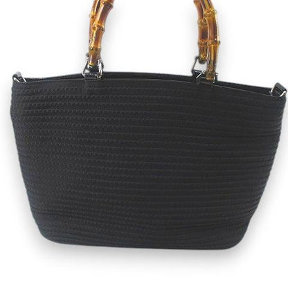 Gucci Tote Bag 000 1998 0540 Bamboo Bag Handbag Black Blackish Canvas Leather