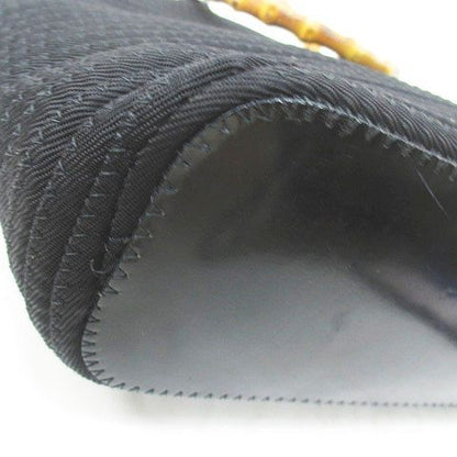 Gucci Tote Bag 000 1998 0540 Bamboo Bag Handbag Black Blackish Canvas Leather