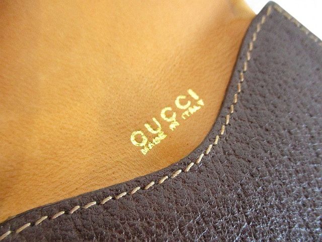 Gucci Coin Case Coin Purse Brown Wallet Leather Old Gucci
