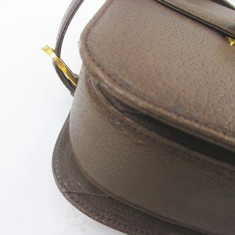 Gucci Old Gucci Shoulder Bag Gold Hardware Brown Leather Made In Italy