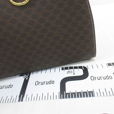 Celine Handbag Macadam Pattern One Handle Gold Hardware Brown Leather Made In