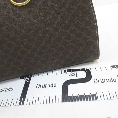 Celine Handbag Macadam Pattern One Handle Gold Hardware Brown Leather Made In