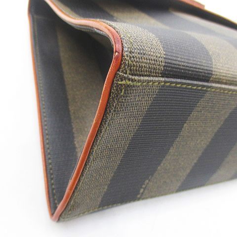 Fendi Pecan Handbag Striped Brown Made In Italy