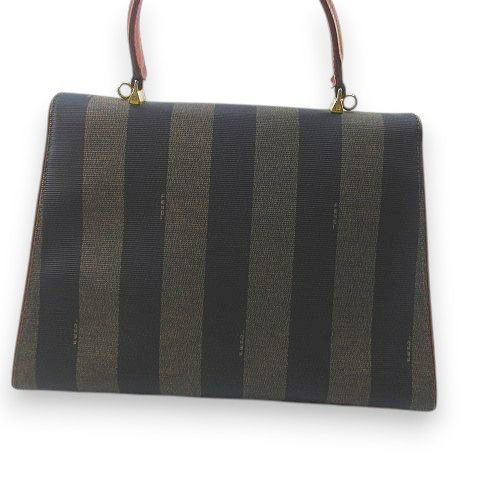 Fendi Pecan Handbag Striped Brown Made In Italy