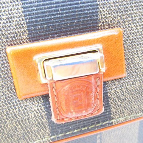 Fendi Pecan Handbag Striped Brown Made In Italy