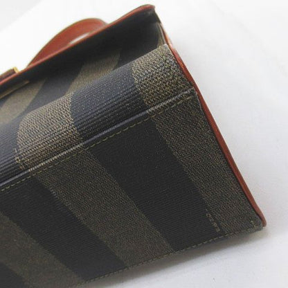 Fendi Pecan Handbag Striped Brown Made In Italy