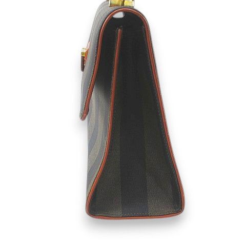 Fendi Pecan Handbag Striped Brown Made In Italy